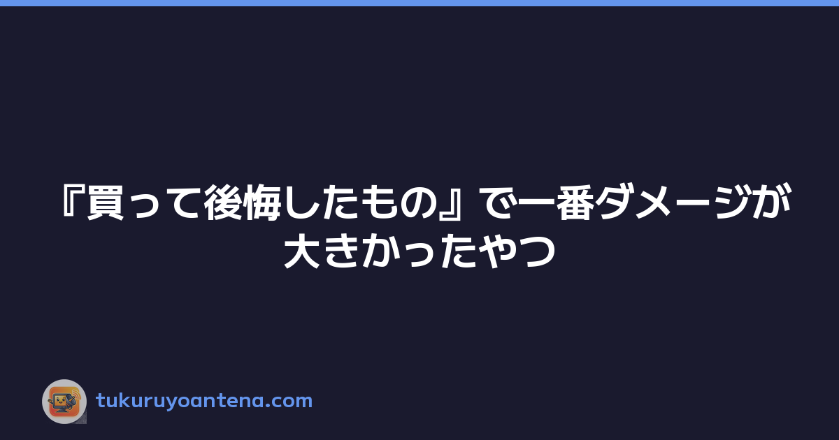 『買って後悔したもの』で一番ダメージが大きかったやつ